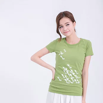 ＊so that’s me＊ 稻鴨 蜜桃棉 短袖 圓領 女T 芥末綠 S