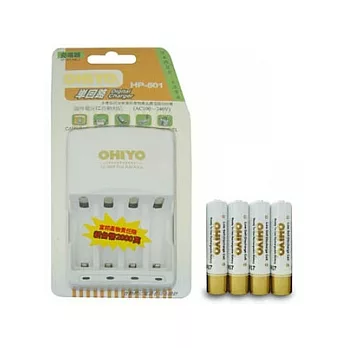 OHIYO 低自放即可用極速充電組 (含低自放4號電池四入)