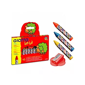 【義大利 GIOTTO】寶寶不沾手胖蠟筆(10色)附削筆器