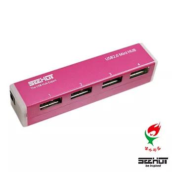 Seehot Mini 4 Port USB 2.0 HUB集線器-甜粉紅