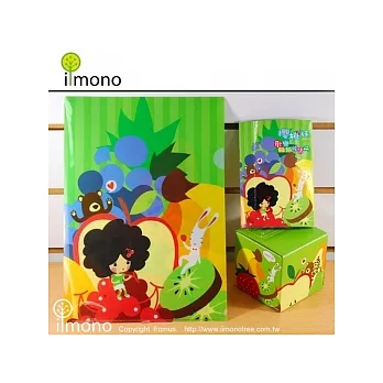 iimono 櫻桃妹水果篇套組(貼紙收集冊+禮物小紙箱+L型資料夾)