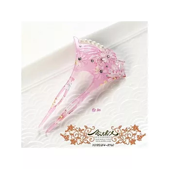 [MITHX手創]日系和風花紋布系列-千櫻花火扇形珍珠髮插_粉紅