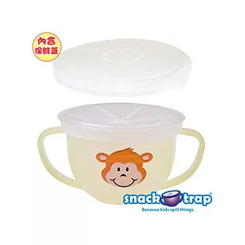 美國 Snack-Trap 幼兒防漏零食杯組-黃底猴子+保鮮蓋