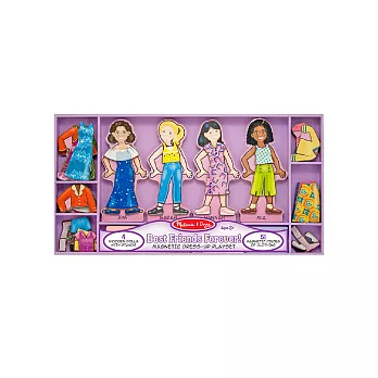 美國 Melissa ＆ Doug 木製站立式 磁力換裝娃娃組【姊妹淘】- 學習組合搭配、手眼協調