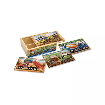 美國 Melissa ＆ Doug - 木製拼圖組 - 工程車【4種各12片】