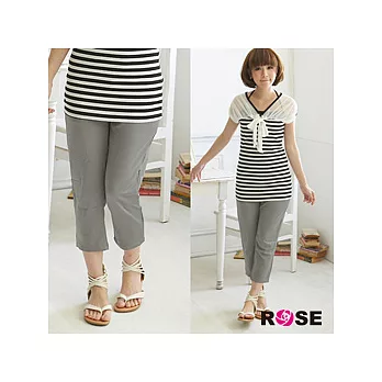 ROSE。完美穿搭寬版褲頭六釦造型直筒褲-綠系