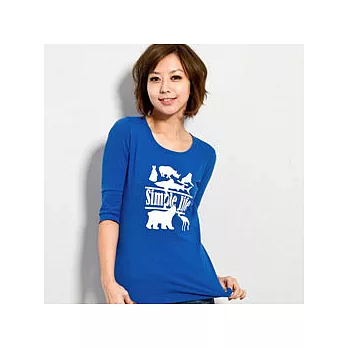 【SOFU Women】萬「獸」無疆-女七分袖 (寶藍) M