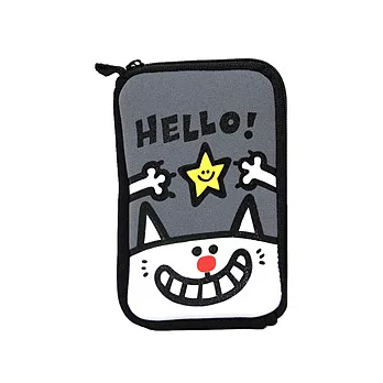 Q彩手機包-小白貓(灰色)