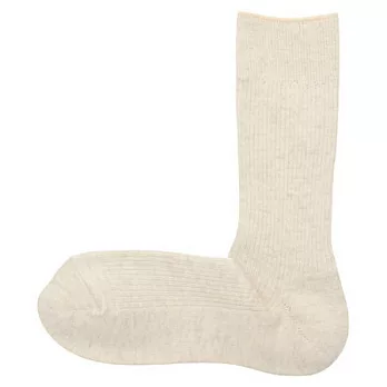 [MUJI 無印良品]男祕魯棉混螺紋直角襪米色