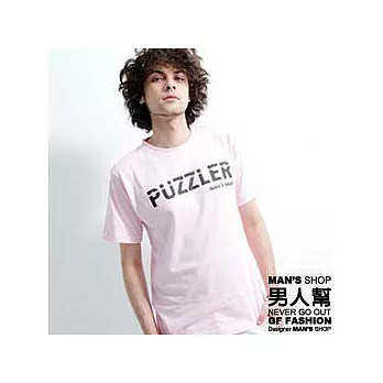 【男人幫】T0581＊自創品牌【PUZZLER短袖T恤】粉紅色 XL