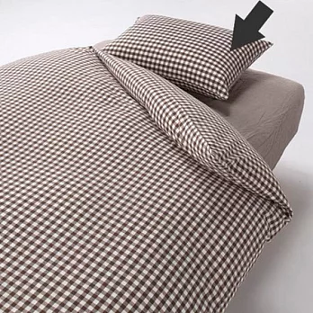 [MUJI 無印良品]柔舒水洗棉格紋低反發枕套/棕色