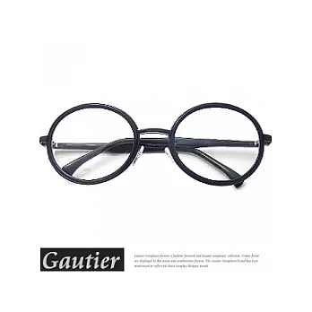 【Gautier】復古圓框！平光眼鏡-光面黑