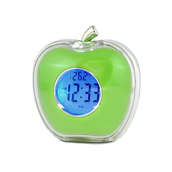 LED蘋果鐘語音鬧鐘溫度鐘-綠色綠色