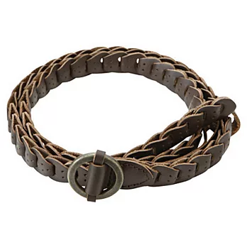 [MUJI 無印良品]窄版片狀拼接皮帶深棕