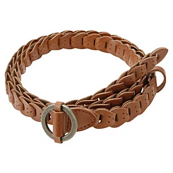 [MUJI 無印良品]窄版片狀拼接皮帶棕色