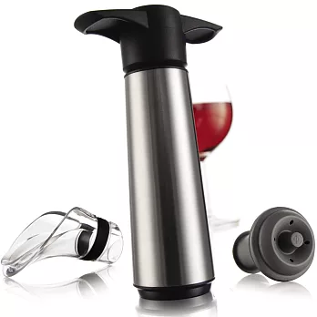 《VACU VIN》Crystal 抽真空器+瓶塞注器組(銀)