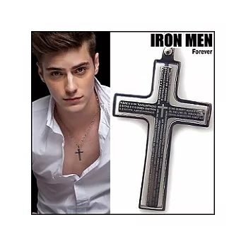 【IRON MEN】維爾紐斯聖語˙十字架316L鋼項鍊-黑系