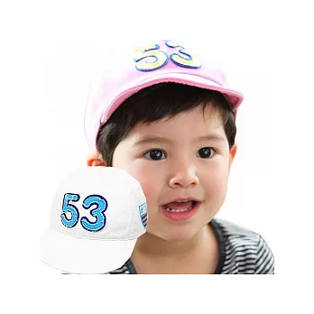 兒童時尚帥氣數字53棒球帽_白