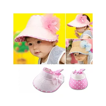 日本時尚超甜美點點雙面中空帽_粉