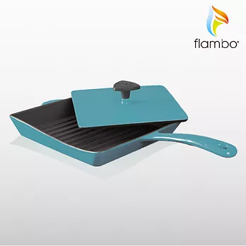 《美國flambo》富蘭鍋鑄鐵燒烤盤-M (土耳其藍)土耳其藍
