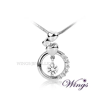 Wings 傾心 八心八箭方晶鋯石純銀精鍍白金項鍊 NW027