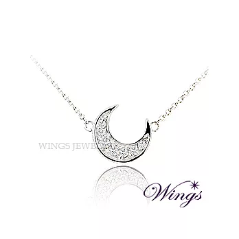 Wings 月光下的精靈，最溫柔的守護 925純銀八心八箭方晶鋯石項鍊 NW089