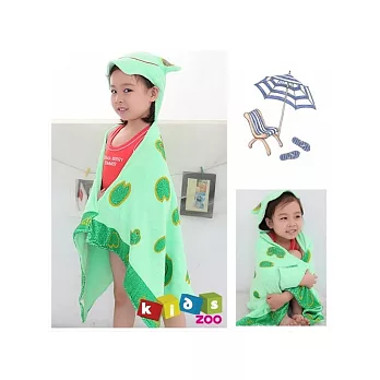 【Kids Zoo】連帽可愛造型兒童浴巾_青蛙