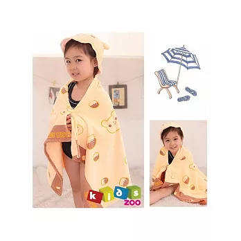 【Kids Zoo】連帽可愛造型兒童浴巾_小熊