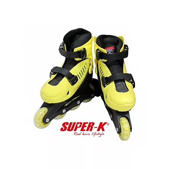 【Party World】《SUPER-K》兒童可調式伸縮直排輪鞋RO0612-M-黃黃