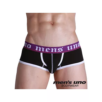 【men’s uno】新科技抗菌親膚BODYTECH羅馬字腰頭包白邊黑色四角褲/L