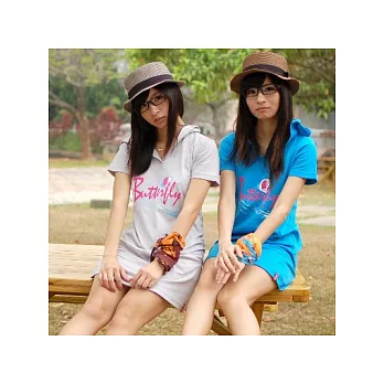 台灣製-不敗流行蝴蝶款☆超顯瘦☆純棉長版T☆連身裙(淺灰色M)