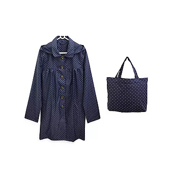 時尚風衣款雨衣-日本水玉(藍)