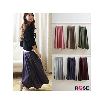 ROSE。韓版純色波浪飄逸長裙-綠系