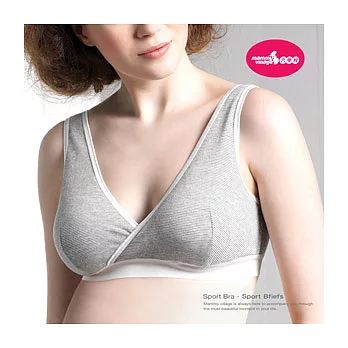 六甲村時尚風運動哺乳兩用內衣/灰白條/M