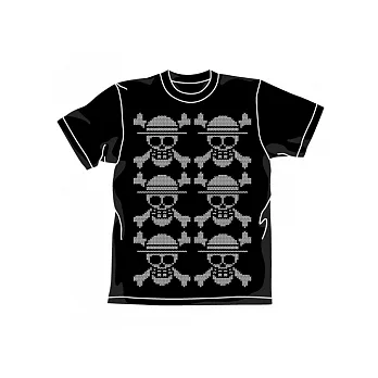 《One piece》草帽骷髏 編織風 造型T恤-黑色（XL）--Cospa出品