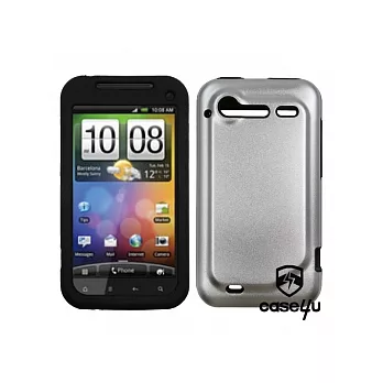 HTC Incredible S 金屬保護背蓋- 矽膠內層 (奢華銀)