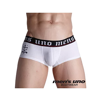 【men’s uno BODYWEAR】龐克十字花紋圖案白色四角褲/L