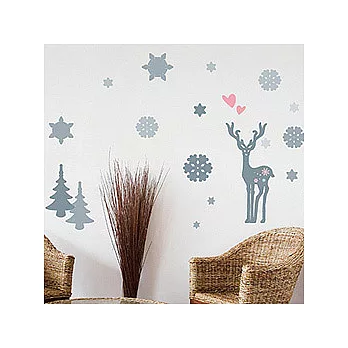 環保無痕壁貼-銀色聖誕