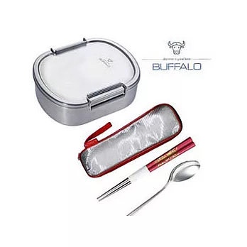 『超值組合』牛頭雅登不繡鋼便當盒(中)+牛頭牌雅潔隨身環保餐具