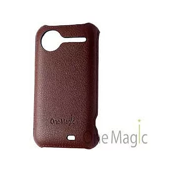 OneMagic HTC Sensation 荔枝紋皮背殼 - 咖啡