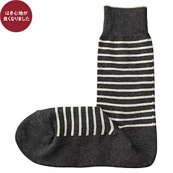 [MUJI 無印良品]男棉混橫紋直角短襪灰色26-28
