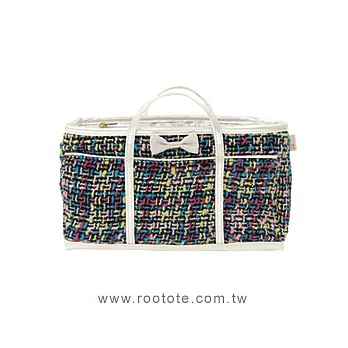 日本ROOTOTE 復古時尚毛呢隨身提袋包中包-彩色斜紋軟呢(739103)彩色斜紋軟呢