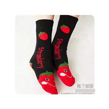 【靴下部屋】草莓洋娃娃˙止滑保溫室內襪-黑紅色如網頁標示