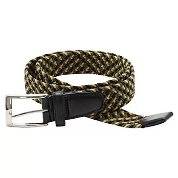 [MUJI 無印良品]彈性編織皮帶卡其x黑