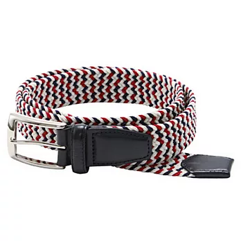 [MUJI 無印良品]彈性編織皮帶白x紅