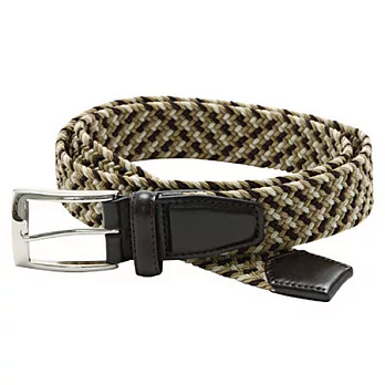 [MUJI 無印良品]彈性編織皮帶棕x淺米