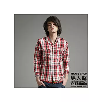 【男人幫】S5147＊【格紋雙口袋長袖襯衫】A款-L