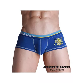 【men’s uno BODYWEAR】黃色徽章圖案藍色四角褲/M