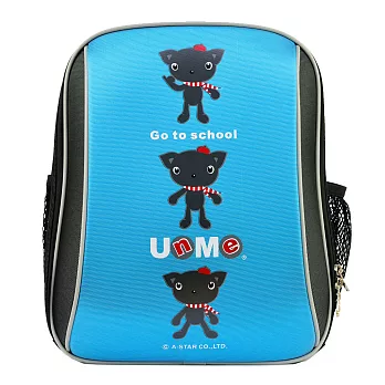 【UNME●小黑貂】超輕量印圖粉藍後背書包●3037B