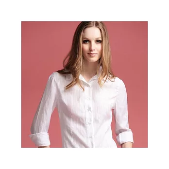 【Mirror米洛時尚】經典款直條花紋襯衫MIT台灣製造-白S